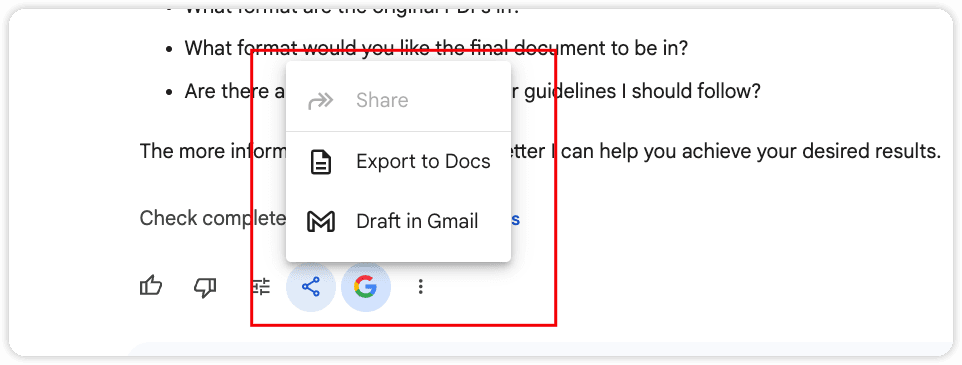 Sharing to gmail and docs